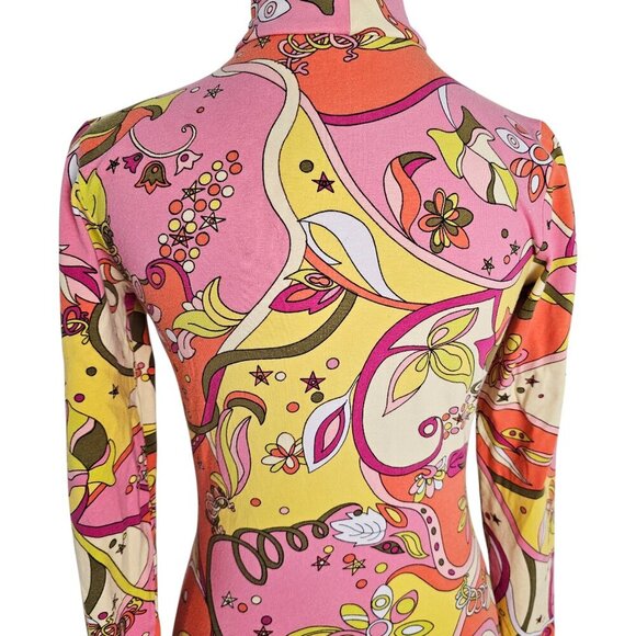 Vintage Betsy Johnson Trippy Hippie Psychedelic High Neck Mini Dress Sz M - Picture 7 of 12